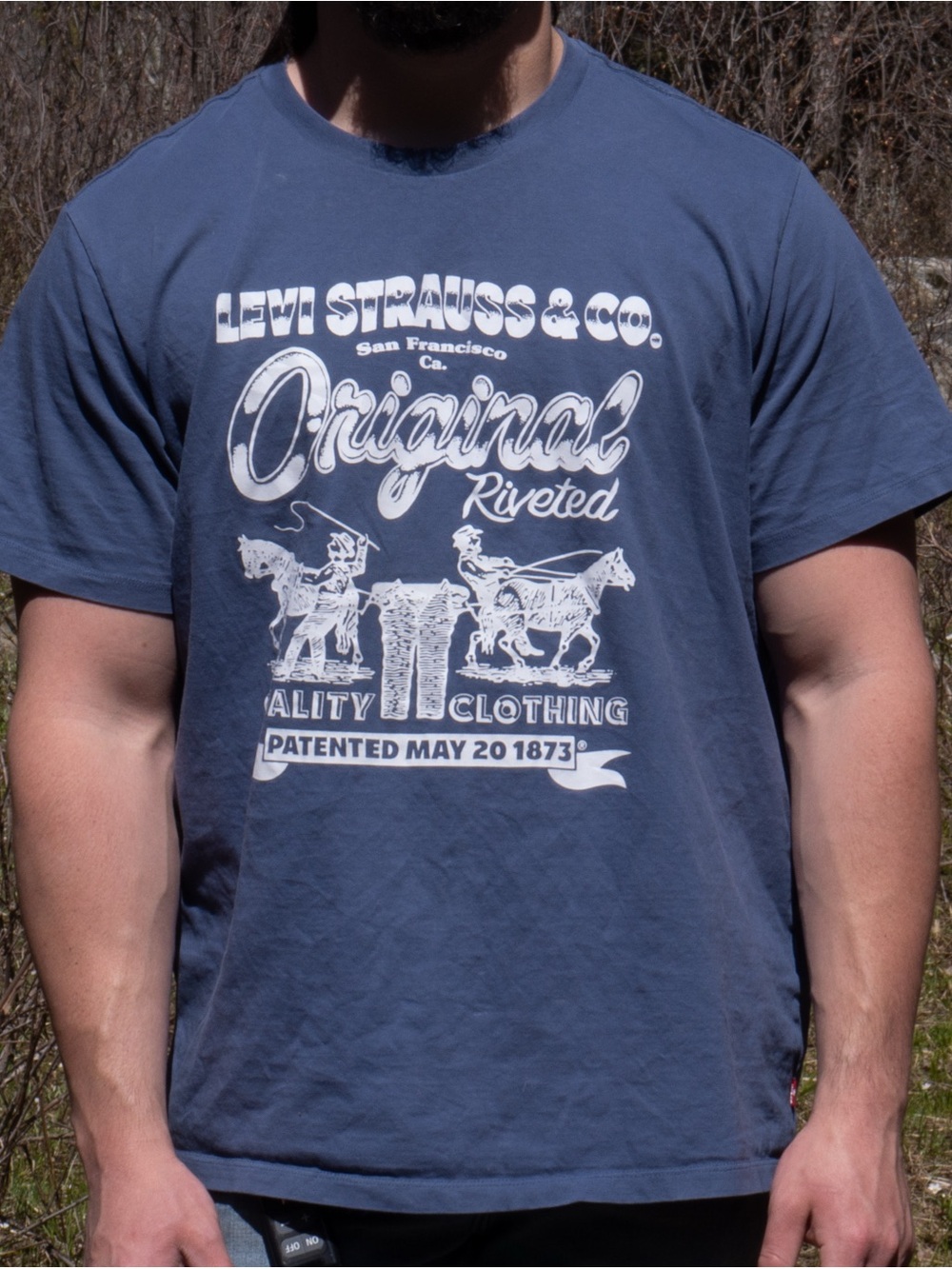 Levi's Men's Graphic Crew Neck Tee in Blue with White Print